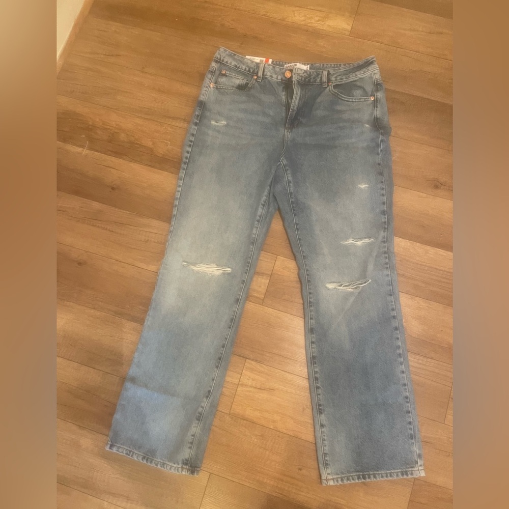 Garage Blue Straight Jeans Distressed Casual
